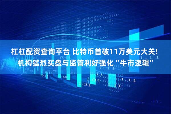 杠杠配资查询平台 比特币首破11万美元大关! 机构猛烈买盘与监管利好强化“牛市逻辑”